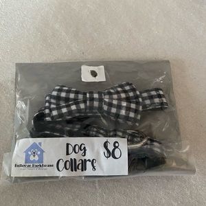 Gingham dog collar with bow tie